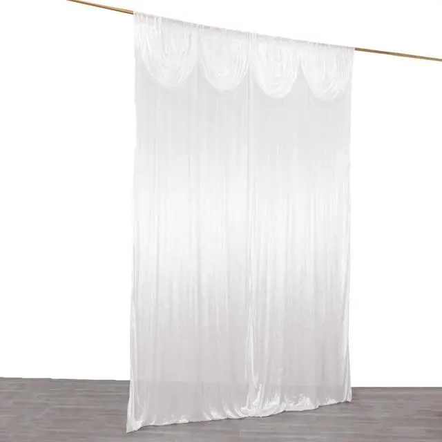 Alt view image 2 of 7 - Efavormart 10ftx10ft White Satin Backdrop Curtain - Double Drape Pleated Photography Background with 3" Rod Pockets - Glossy Wrinkle Resistant Drapery Panels for Wedding, Party, Events & Photo Studio