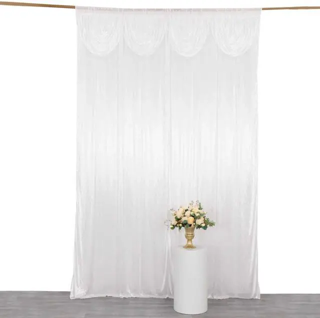 Main image of Efavormart 10ftx10ft White Satin Backdrop Curtain - Double Drape Pleated Photography Background with 3" Rod Pockets - Glossy Wrinkle Resistant Drapery Panels for Wedding, Party, Events & Photo Studio