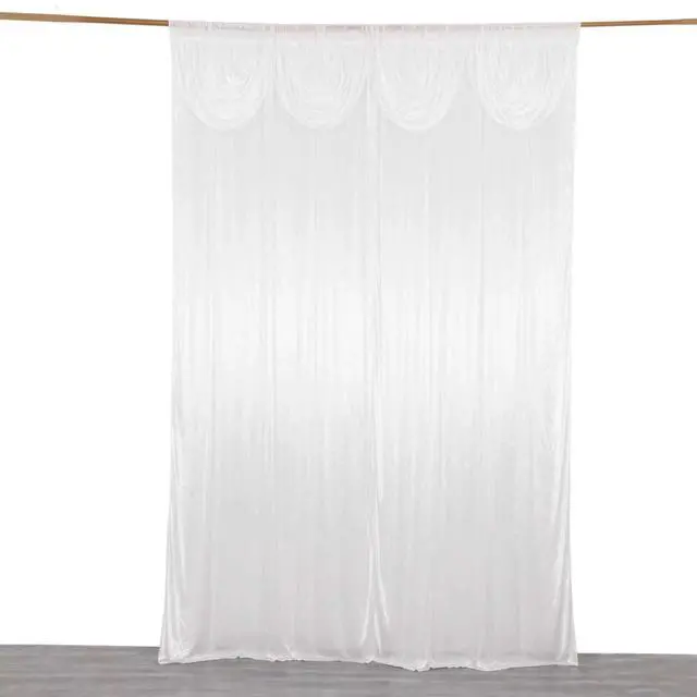 Alt view image 4 of 7 - Efavormart 10ftx10ft White Satin Backdrop Curtain - Double Drape Pleated Photography Background with 3" Rod Pockets - Glossy Wrinkle Resistant Drapery Panels for Wedding, Party, Events & Photo Studio
