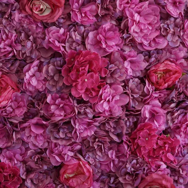 Main image of Efavormart Pack of 4 | 13 Sq. Ft. Violet Purple Silk Flower Wall Panels, UV Resistant 3D Mixed Bloom Mats for Royal Galas, Parties and Boutique Decor