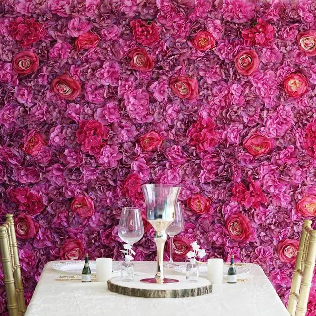 Alt view image 2 of 7 - Efavormart Pack of 4 | 13 Sq. Ft. Violet Purple Silk Flower Wall Panels, UV Resistant 3D Mixed Bloom Mats for Royal Galas, Parties and Boutique Decor