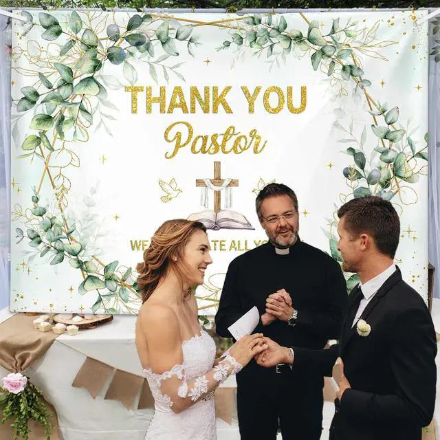 Alt view image 6 of 7 - 7x5ft Thank You Pastor Eucalyptus Leaves and Cross Backdrop Pastor Appreciation Week Banner Pastor Anniversary Appreciation Month Retirement Party Photo Booth Props