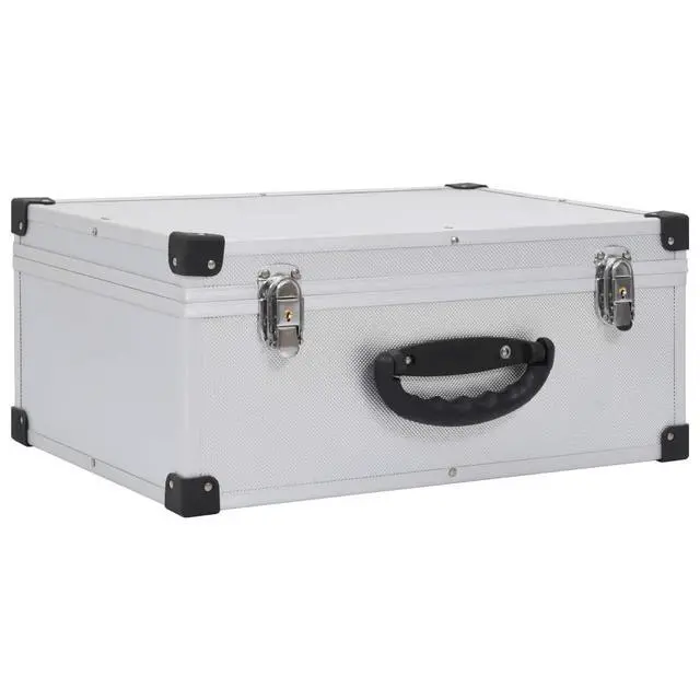 Alt view image 2 of 7 - CD Storage Case for 60 CDs, Aluminum ABS Hard Box with Lock, Silver Media Organizer Box, Reinforced Metal Trimmed Protective Carrying Holder