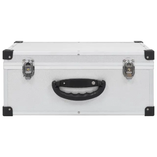 Alt view image 3 of 7 - CD Storage Case for 60 CDs, Aluminum ABS Hard Box with Lock, Silver Media Organizer Box, Reinforced Metal Trimmed Protective Carrying Holder