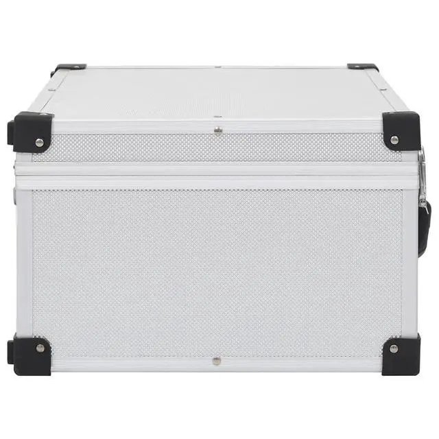 Alt view image 4 of 7 - CD Storage Case for 60 CDs, Aluminum ABS Hard Box with Lock, Silver Media Organizer Box, Reinforced Metal Trimmed Protective Carrying Holder
