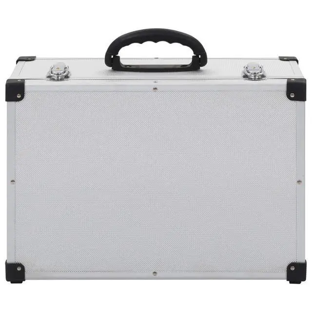 Alt view image 7 of 7 - CD Storage Case for 60 CDs, Aluminum ABS Hard Box with Lock, Silver Media Organizer Box, Reinforced Metal Trimmed Protective Carrying Holder