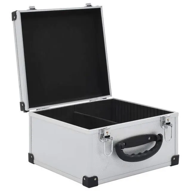 Alt view image 5 of 7 - CD Storage Case for 40 CDs, Aluminum ABS Hard Shell Carrying Box, Portable Organizer Holder with Lock, Reinforced Edges, Silver
