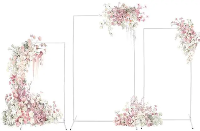 Main image of Metal Wedding Arch Background Stand, 3 Pcs White Rectangular Backdrop Stand, Portable Balloon Frame for Birthday Party Ceremony Outdoor Indoor Celebration Decoration (7.2FT, 6.2FT, 5.3FT)