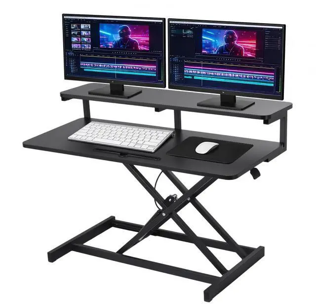 Main image of Ergonomic Desk Riser for Standing Height Adjustable Standing Desk Converter 10.2-24.8" 33 Lbs Capacity U-Shapeds Top & Keyboard Tray for Home Office Black