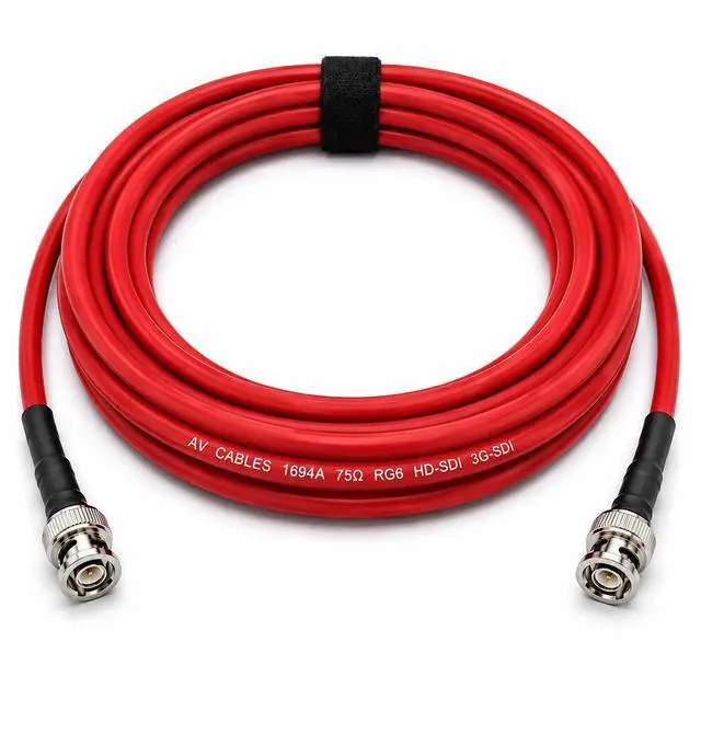 Main image of Belden 1694A HD-SDI BNC to BNC Cable | RG6 75 Ohm | SD, HD, 3G & 6G-SDI - Red 6FT