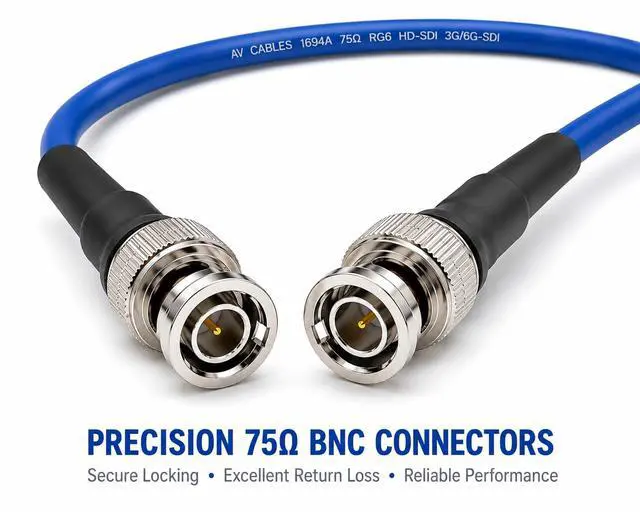 Alt view image 2 of 7 - Belden 1694A HD-SDI BNC to BNC Cable | RG6 75 Ohm | SD, HD, 3G & 6G-SDI - Blue 200ft