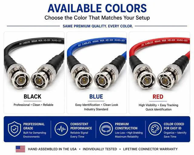 Alt view image 6 of 7 - Belden 1694A HD-SDI BNC to BNC Cable | RG6 75 Ohm | SD, HD, 3G & 6G-SDI - Blue 200ft