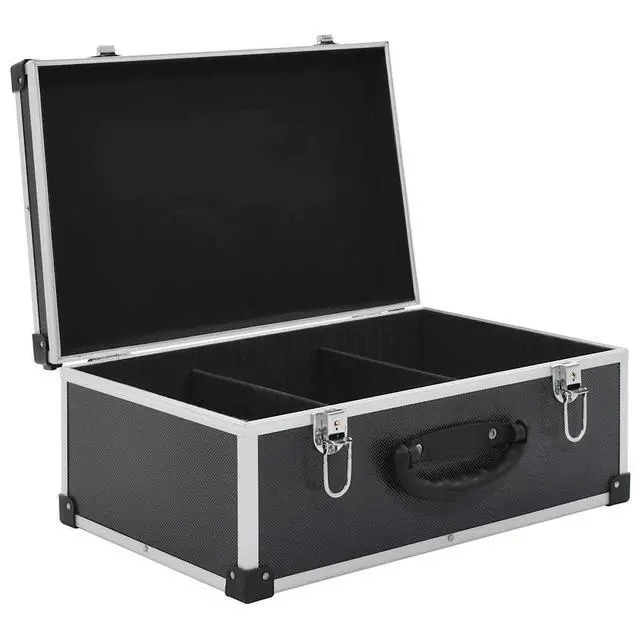 Alt view image 5 of 7 - CD Storage Case for 60 CDs, Aluminum ABS Hard Shell Carrying Box with Detachable Dividers, Lockable Record Organizer Holder for Home and Office, Black
