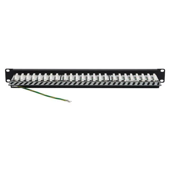 Alt view image 2 of 5 - RJ45 Patch Panel, Cat5e/Cat6 Patch Panel, 24 Port Patch Panel, Shielded, Krone IDC, 0.5U Rack Mount, 568B, TAA Compliant (N252-024-SH-K)