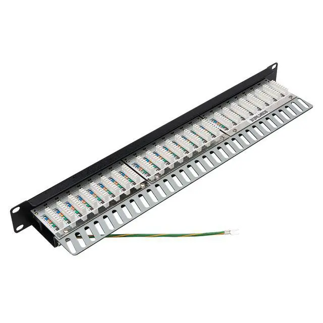 Alt view image 4 of 5 - RJ45 Patch Panel, Cat5e/Cat6 Patch Panel, 24 Port Patch Panel, Shielded, Krone IDC, 0.5U Rack Mount, 568B, TAA Compliant (N252-024-SH-K)