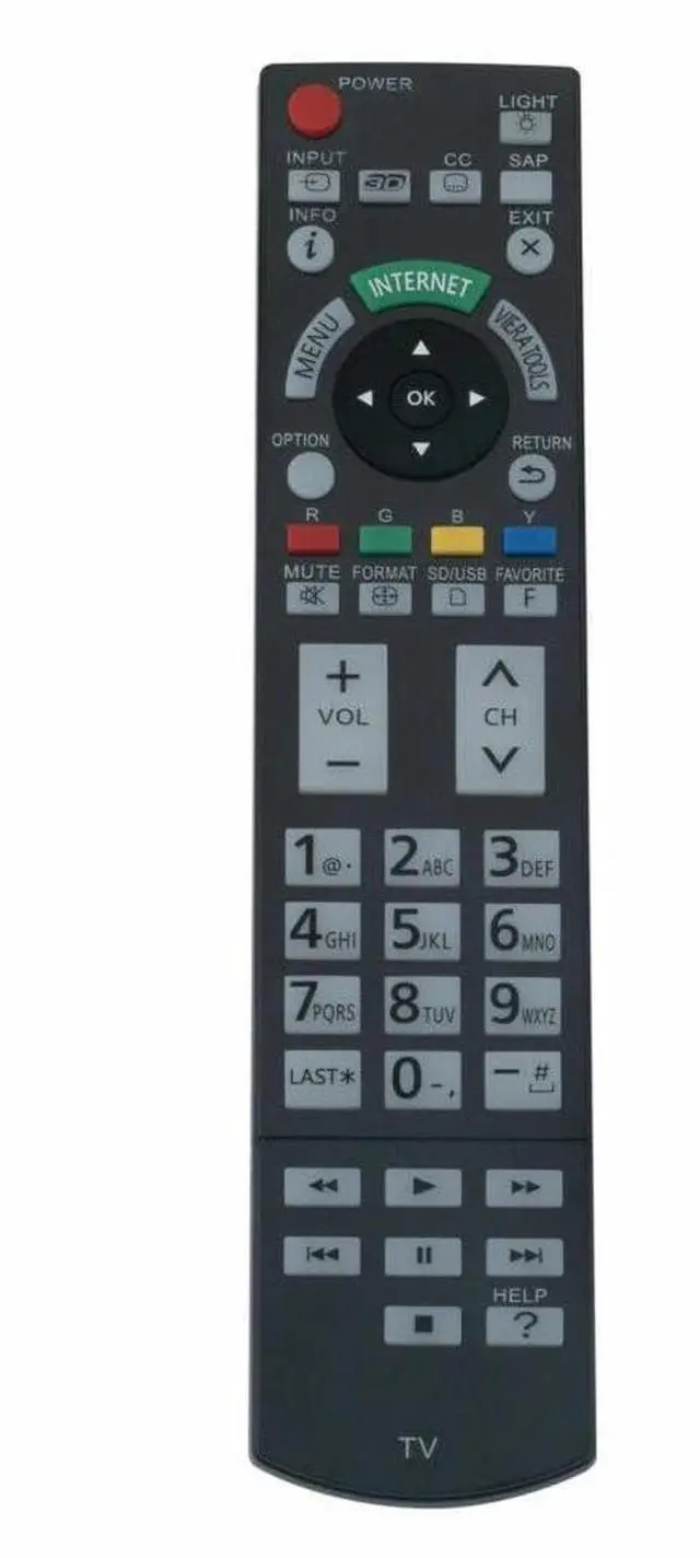 Main image of N2QAYB000703 TV Remote Control for Panasonic TV in Living Rooms or Rooms | Replacement Remote Compatible Models TC-P65GT50 TC-P50GT50 TC-P55GT50 TC-P60GT50 TC-P50ST50 TC-P55ST50 TC-P60ST50 TC-P65ST50