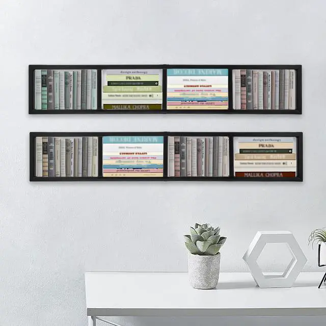 Alt view image 7 of 7 - CD Storage Shelf, 34 Inch Media Storage Rack, Cube Storage Organizer Floating Shelf, Wall Mounted Video Games CD DVD Organizer Metal Shelf for Study, Bedroom,Office,Living room (2 Pcs, Black)
