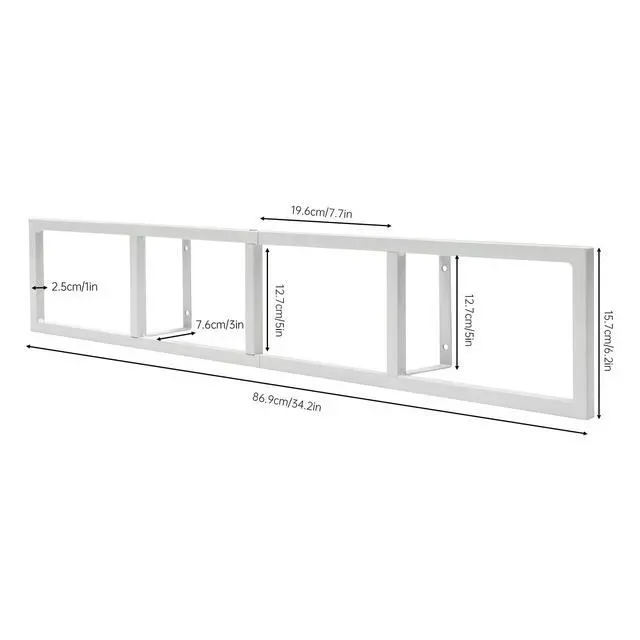 Alt view image 2 of 7 - 2 Pcs CD DVD Storage Shelf, 34 Inch Wall Mount Media Shelf | Metal CD Storage Rack with 4 Compartments, Video Game Organizer Wall Mount for Living Room, Load 22.04lbs(White)