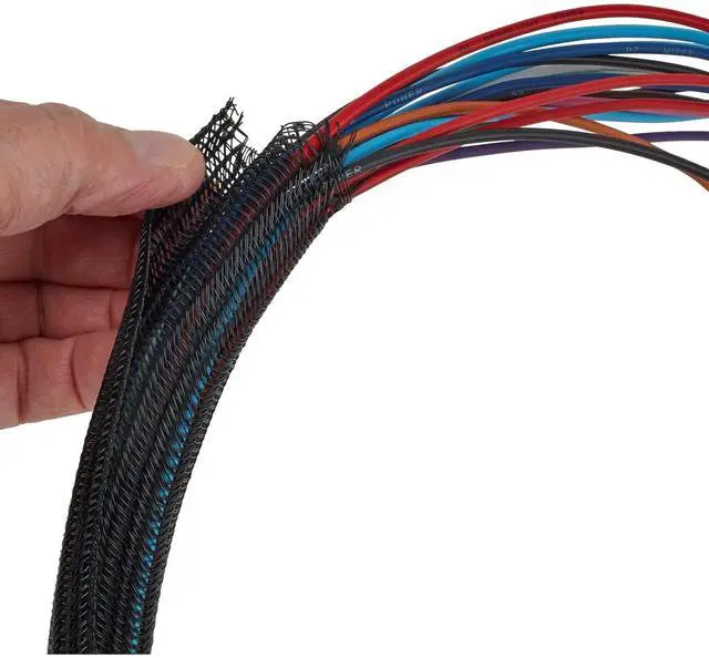 Main image of Braided Nylon Split Wire Loom Wrap, 3/4 Inch, 10 Foot Wire Sleeve