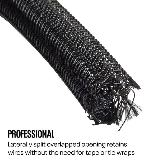 Alt view image 5 of 7 - Braided Nylon Split Wire Loom Wrap, 3/4 Inch, 10 Foot Wire Sleeve