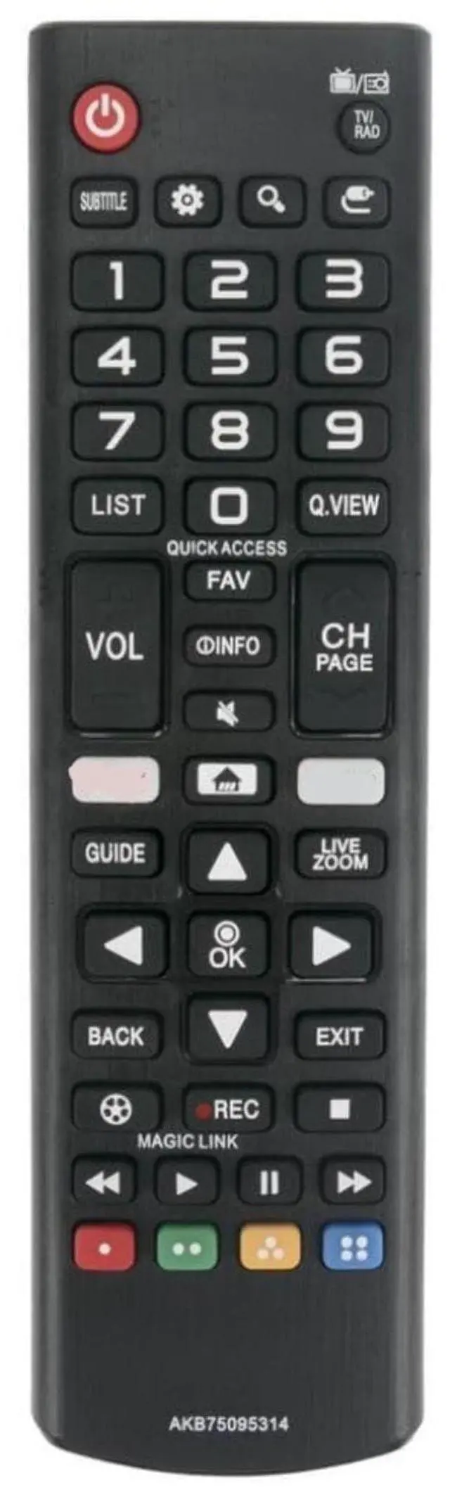 Main image of AKB75095314 TV Remote Control for LG TV in Living Rooms or Rooms | Size approximately About 7 x 2 x 1 in, Replacement Remote Compatible Models 43UJ6300 43UJ630T 43UJ635T 49UJ635T