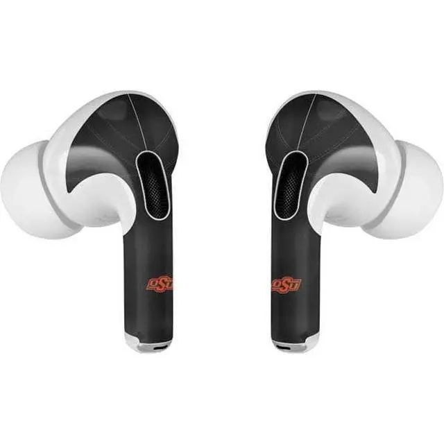 Alt view image 3 of 4 - Decal Audio Skin Compatible with Apple AirPods Pro - Officially Licensed Oklahoma State University Black Jersey Design