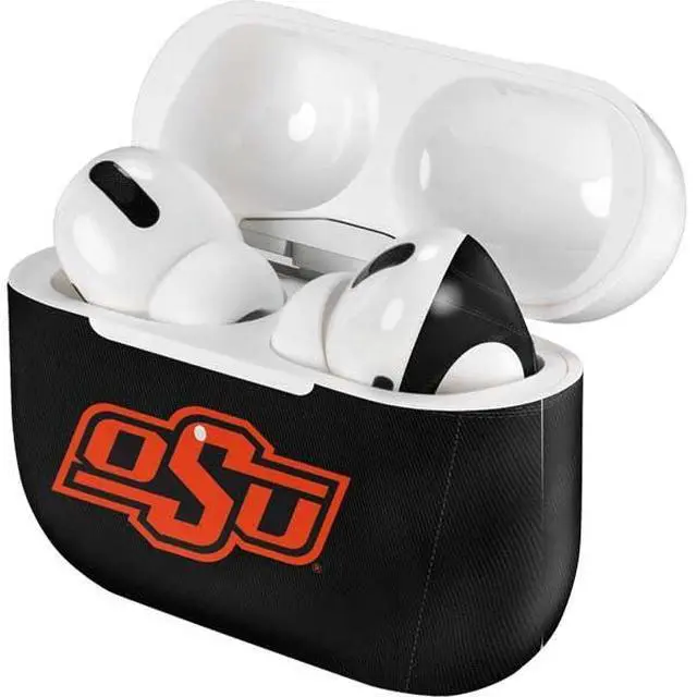 Alt view image 4 of 4 - Decal Audio Skin Compatible with Apple AirPods Pro - Officially Licensed Oklahoma State University Black Jersey Design