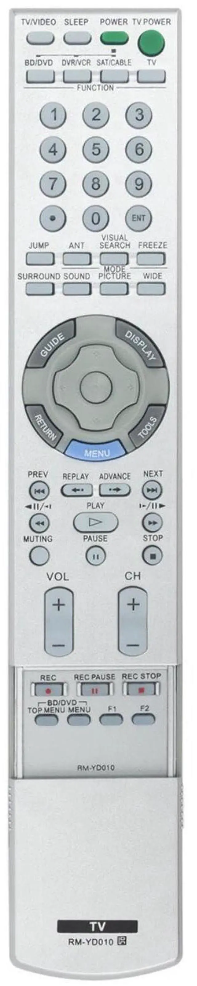 Main image of RM-YD010 TV Remote Control for Sony TV in Living Rooms or Rooms | No programming or pairing needed, Replacement Remote Compatible Models KDF-42E2000 KDF-46E2000 KDF-55E2000 KDF-50X30