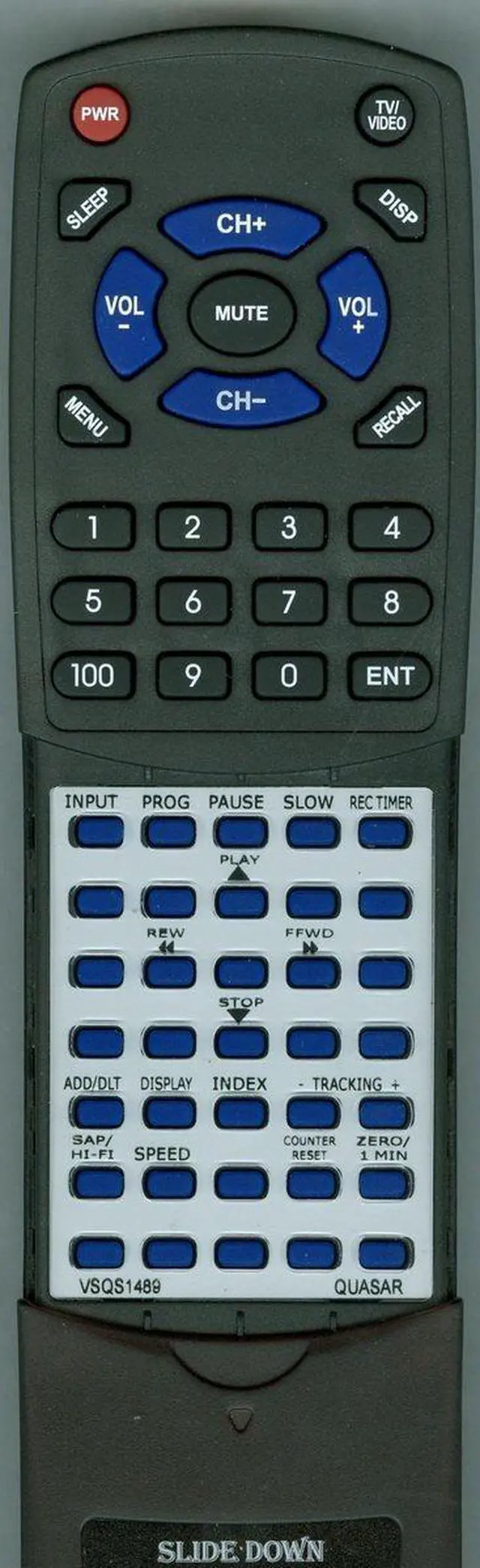 Main image of Replacement Remote Control for Quasar VHQ760, VHQ750, VSQS1489