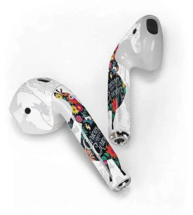 Alt view image 2 of 4 - Decal Audio Skin Compatible with Apple AirPods - Officially Licensed Disney Alice in Wonderland (Animated) Silhouette Curiouser and Curiouser Design