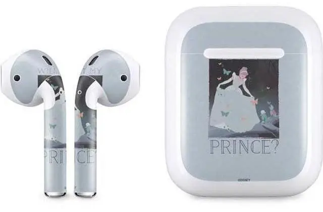 Main image of Decal Audio Skin Compatible with Apple AirPods - Officially Licensed Disney Cinderella Will I Meet My Prince Design