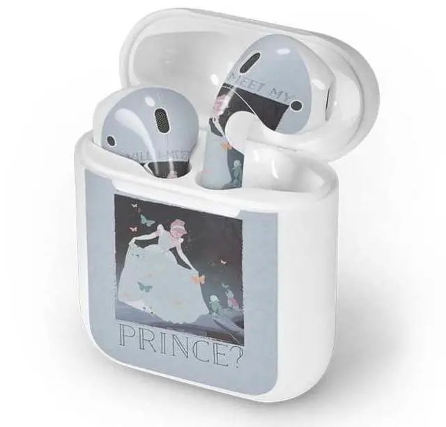 Alt view image 4 of 4 - Decal Audio Skin Compatible with Apple AirPods - Officially Licensed Disney Cinderella Will I Meet My Prince Design