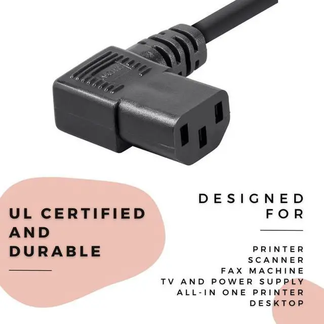Alt view image 3 of 4 - 10 Feet Right Angled Power Cord for Diamondback Fitness 1260EF Elliptical Compatible