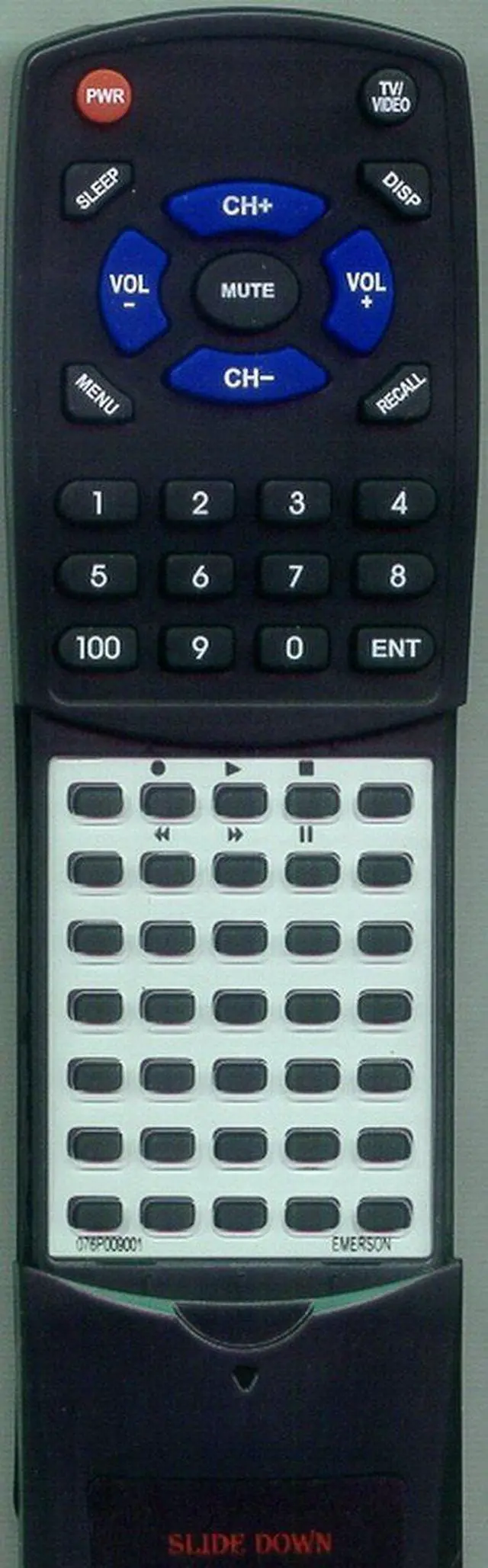 Main image of Replacement Remote Control for Emerson VCR755, 076P009001, 702089