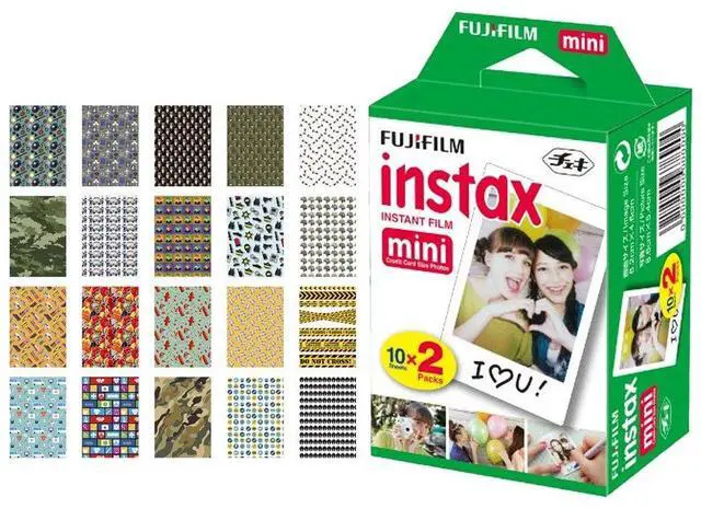 Main image of Fujifilm instax mini Instant Film (20 Exposures) + 20 Sticker Frames for Fuji Instax Prints - Accessory Bundle