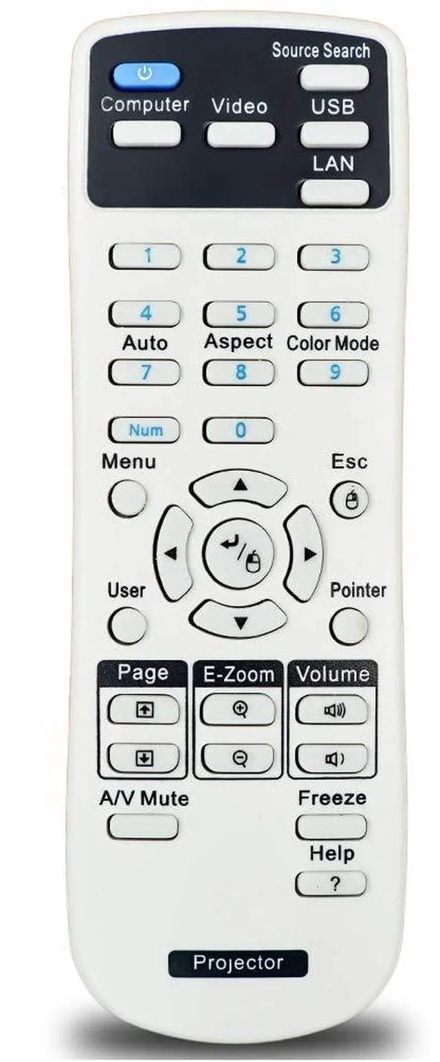 Main image of Replacement Projector Remote Control for Epson PowerLite 1266 PowerLite 1286 EB-990U EB-980W EB-970 EB-109W
