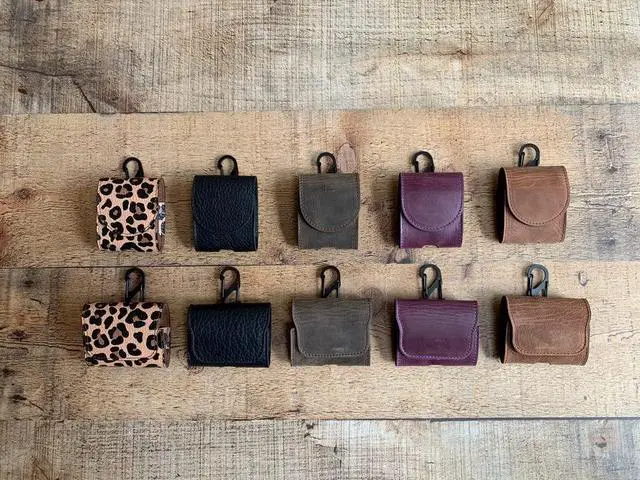 Alt view image 3 of 6 - Genuine Leather Handmade Apple AirPods Pro - Soft Case with Keychain Clip - Support Wireless Chargers - Compatible with AirPods Pro (Purple)