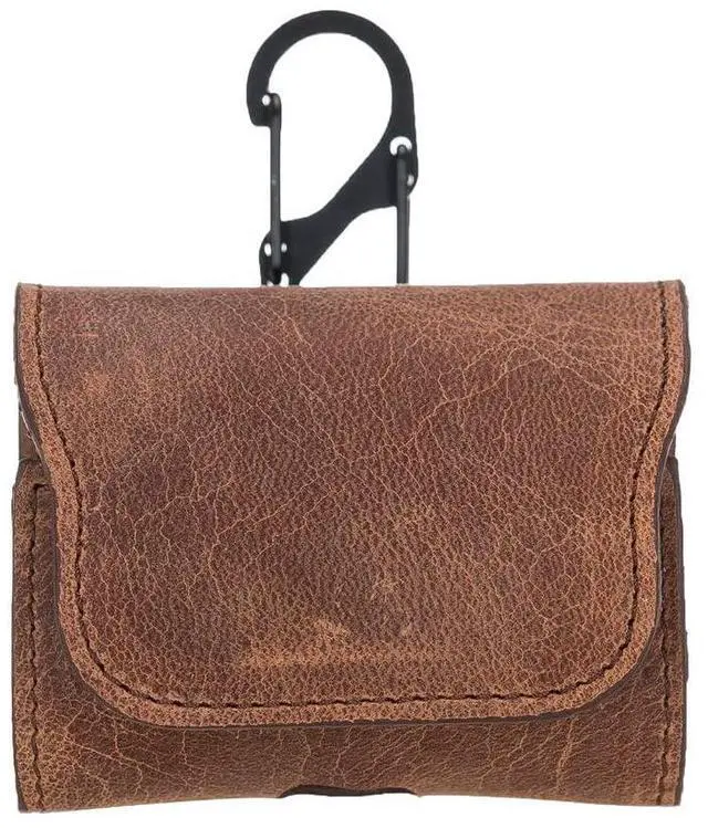 Alt view image 4 of 6 - Genuine Leather Handmade Apple AirPods Pro - Soft Case with Keychain Clip - Support Wireless Chargers - Compatible with AirPods Pro (Brown)