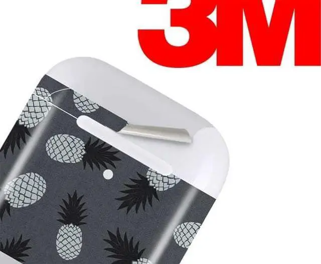 Alt view image 3 of 4 - Decal Audio Skin Compatible with Apple AirPods - Black and White Pineapples Design
