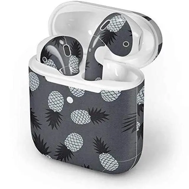 Alt view image 4 of 4 - Decal Audio Skin Compatible with Apple AirPods - Black and White Pineapples Design