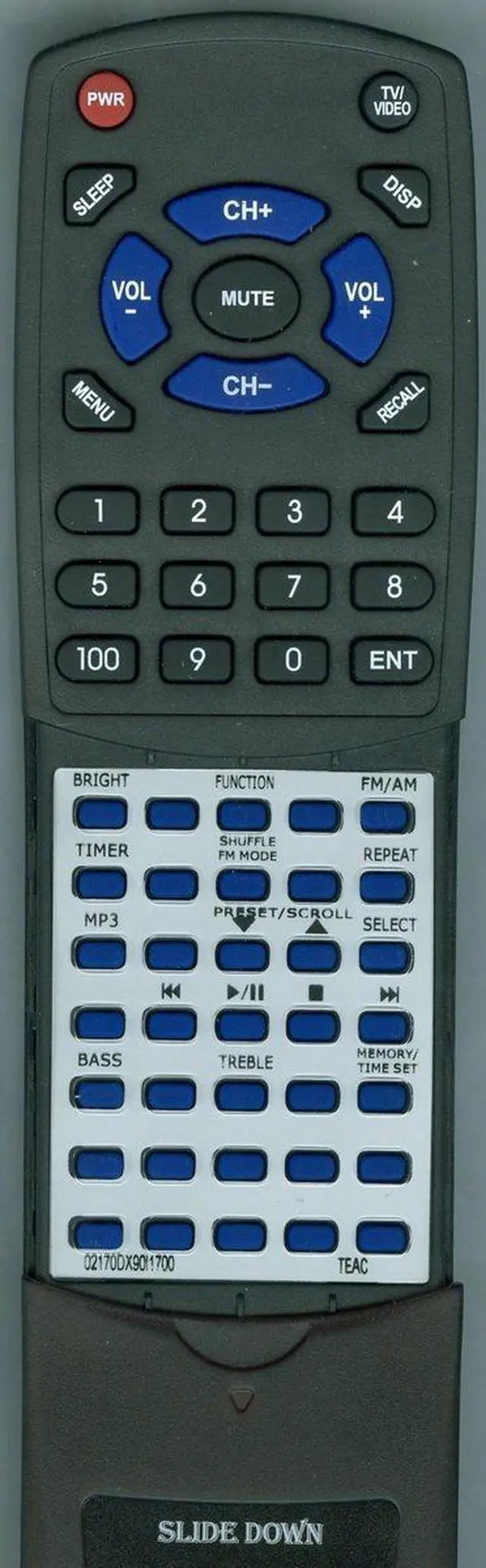 Main image of Replacement Remote Control for TEAC RC1223A, 02170DX90I1700, MCDX90I