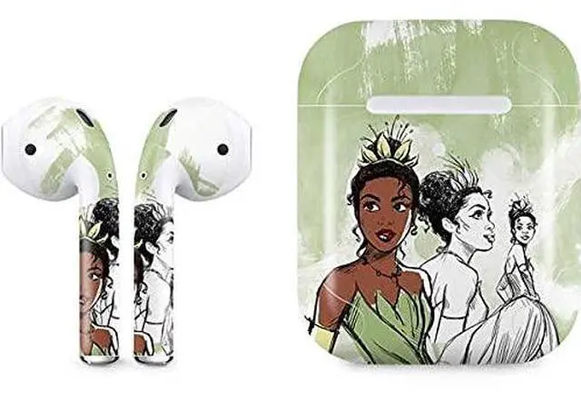 Main image of Decal Audio Skin Compatible with Apple AirPods 2 - Officially Licensed Disney Princess Tiana Sketch Design