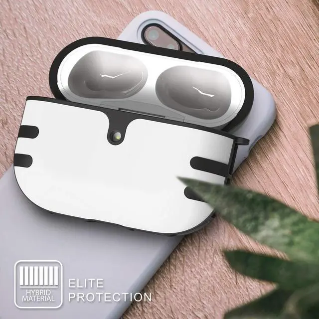 Alt view image 4 of 6 - Rugged Hybrid Case for Apple Airpods Pro - White/Black | with Carabiner Keychain Clip, Fits Airpods Pro 1st Gen via 2019 (A2084, A2083)