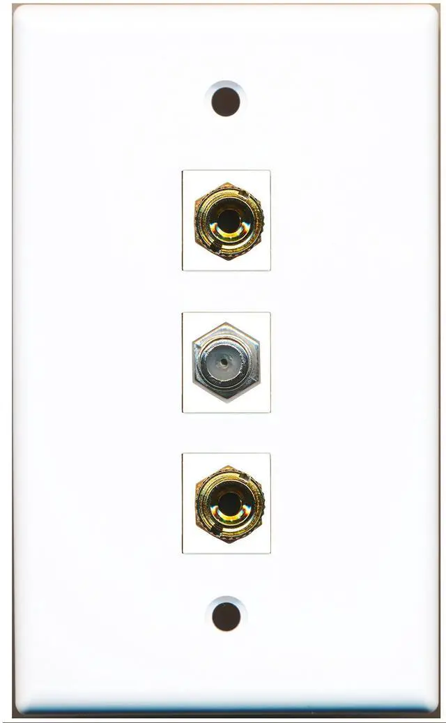 Main image of 1 Port Coax Cable TV- F-Type 2 Port Banana Speaker Wall Plate