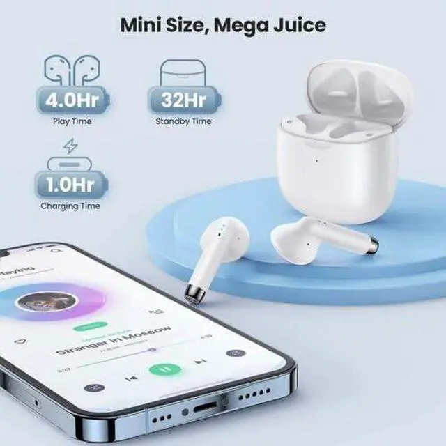 Alt view image 3 of 7 - TWS Wireless Bluetooth 5.0 Earbuds with Charging Case for Samsung Galaxy A20 in-Ear Earphones Headset with Mic and Touch Control - White
