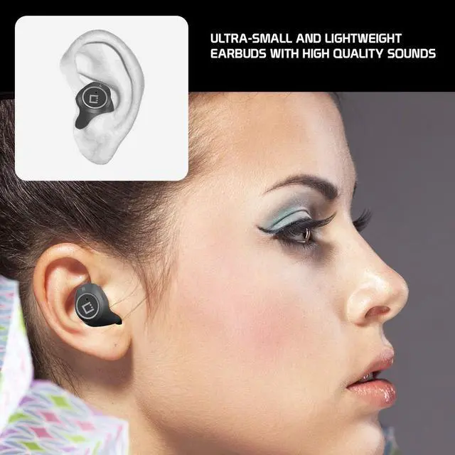 Alt view image 2 of 6 - Wireless V5 Bluetooth Earbuds Compatible with Garmin Rino 750 with Charging case for in Ear Headphones. (V5.0 Black)