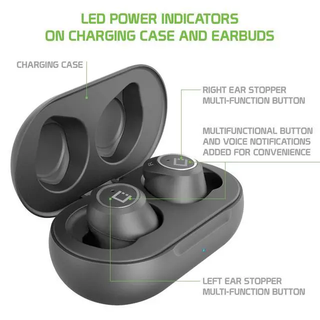 Alt view image 4 of 6 - Wireless V5 Bluetooth Earbuds Compatible with Garmin Rino 750 with Charging case for in Ear Headphones. (V5.0 Black)