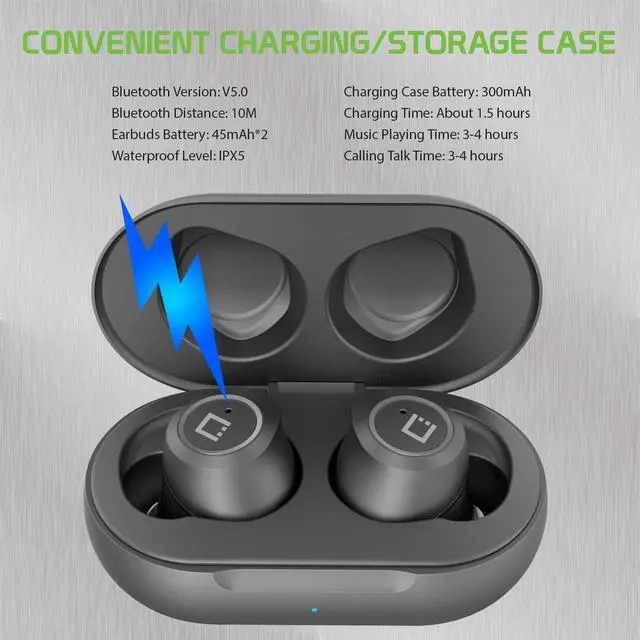 Alt view image 5 of 6 - Wireless V5 Bluetooth Earbuds Compatible with Garmin Rino 750 with Charging case for in Ear Headphones. (V5.0 Black)
