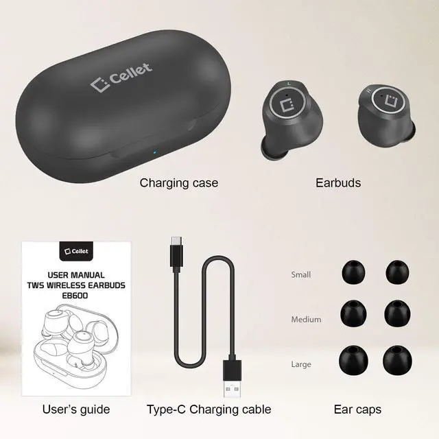 Alt view image 7 of 7 - Wireless V5 Bluetooth Earbuds Compatible with Samsung Galaxy Tab E with Charging case for in Ear Headphones. (V5.0 Black)