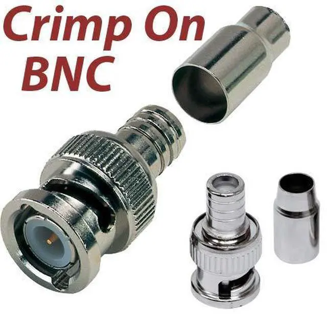 Main image of 10pcs BNC Crimp On RG59 Coax Coaxial Male Connector Adapter Plug Ends CCTV